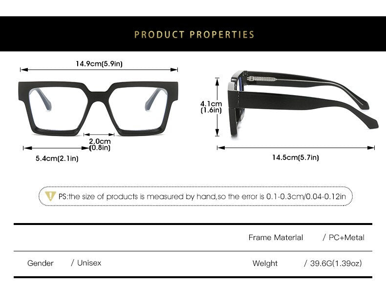 CCspace Unisex Full Rim Square PC Plastic Eyeglasses 56604 Full Rim CCspace