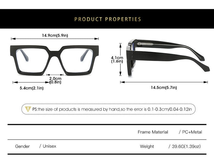 CCspace Unisex Full Rim Square PC Plastic Eyeglasses 56604 Full Rim CCspace