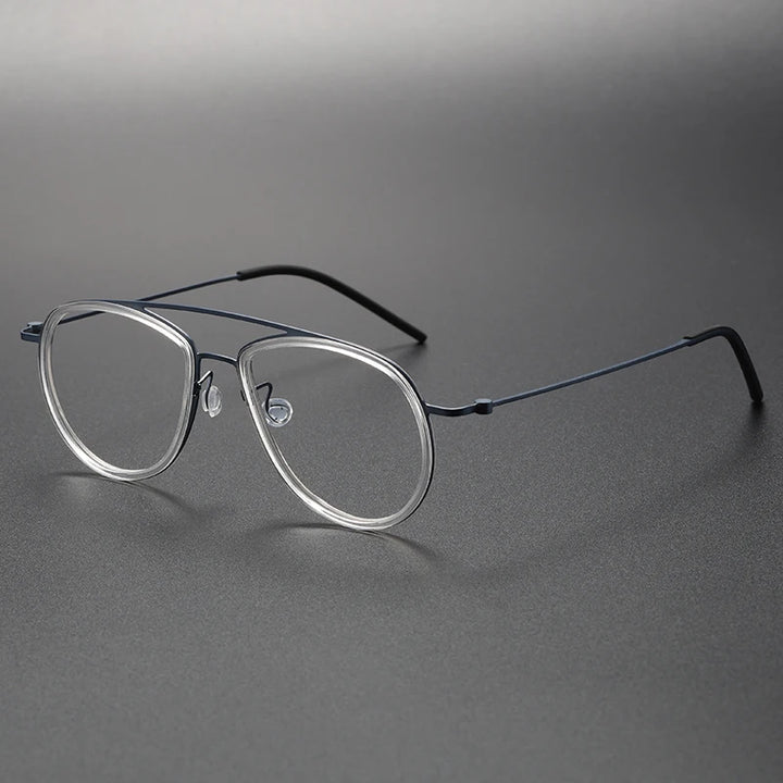 Muzz Unisex Full Rim Oval Double Bridge Titanium Acetate Eyeglasses 45507
