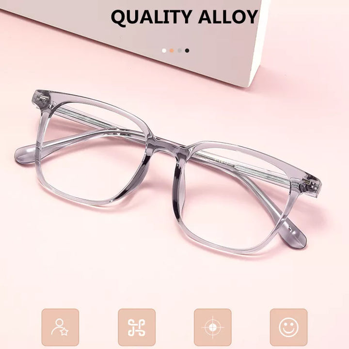 Kocolior Unisex Full Rim Square Acetate Alloy Hyperopic Reading Glasses 6005 Reading Glasses Kocolior