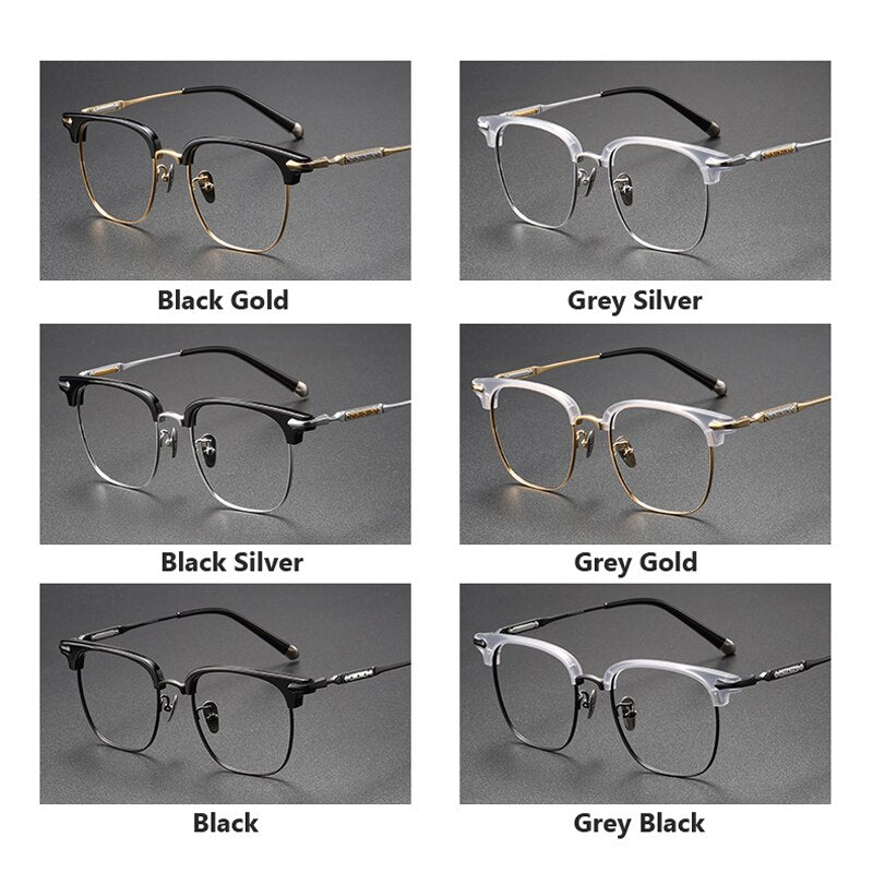 Oveliness Unisex Full Rim Square Acetate Titanium Eyeglasses 9701 Full Rim Oveliness