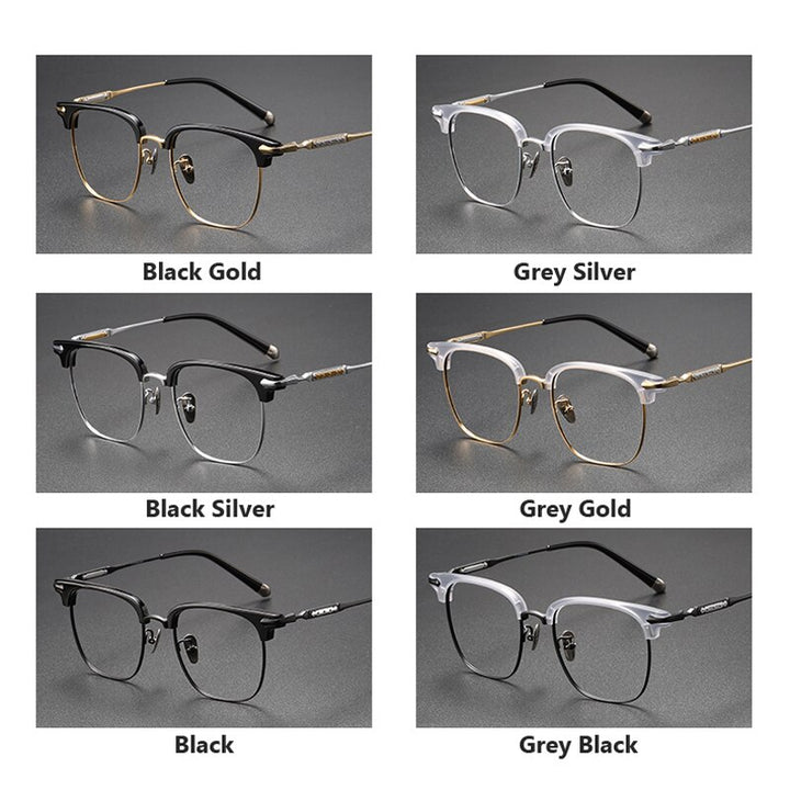 Oveliness Unisex Full Rim Square Acetate Titanium Eyeglasses 9701 Full Rim Oveliness