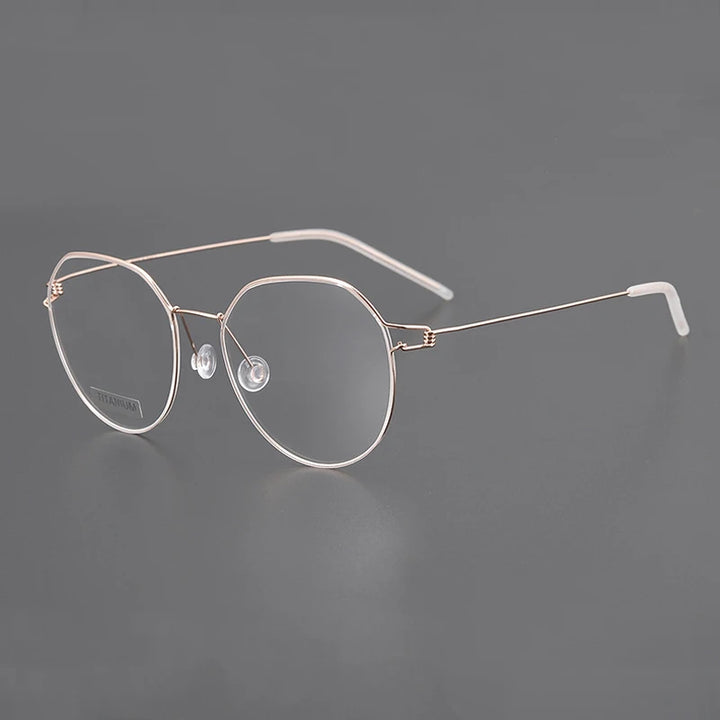 Black Mask Women's Full Rim Flat Top Round Titanium Eyeglasses  64135