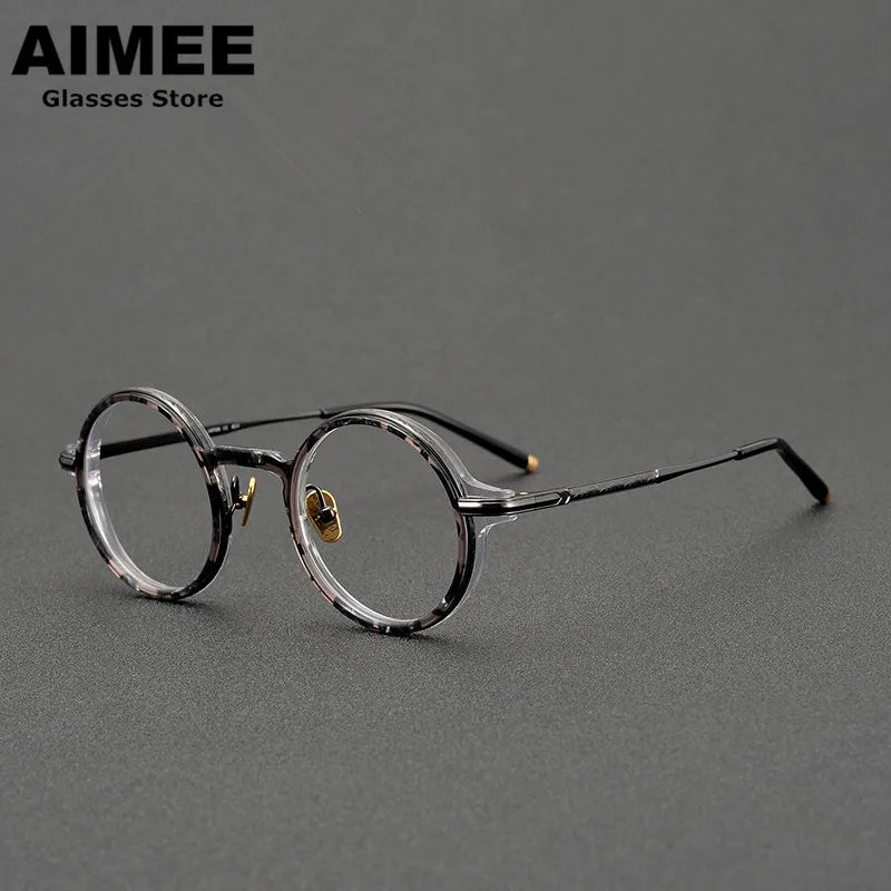 Aimee Women's Full Rim Round Acetate Titanium Eyeglasses 48136