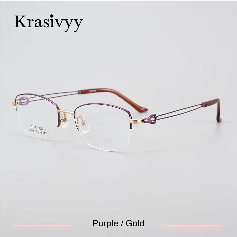 Krasivyy Unisex Semi Rim Oval Square Titanium Eyeglasses 43013