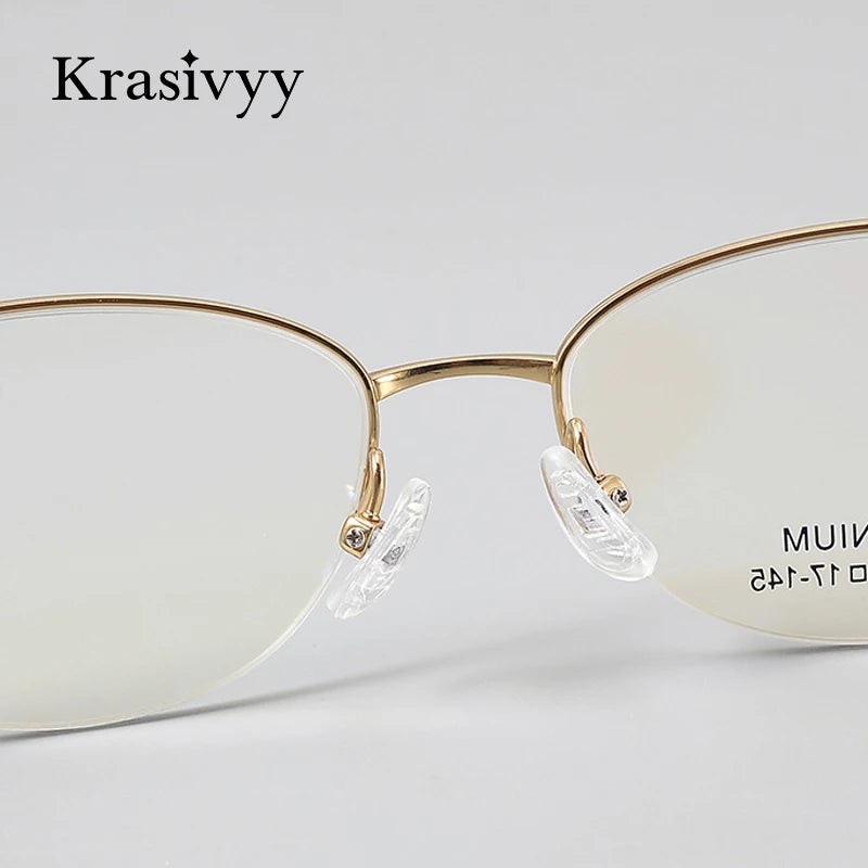 Krasivyy Women's Semi Rim Oval Round Titanium Eyeglasses 443006 Semi Rim Krasivyy