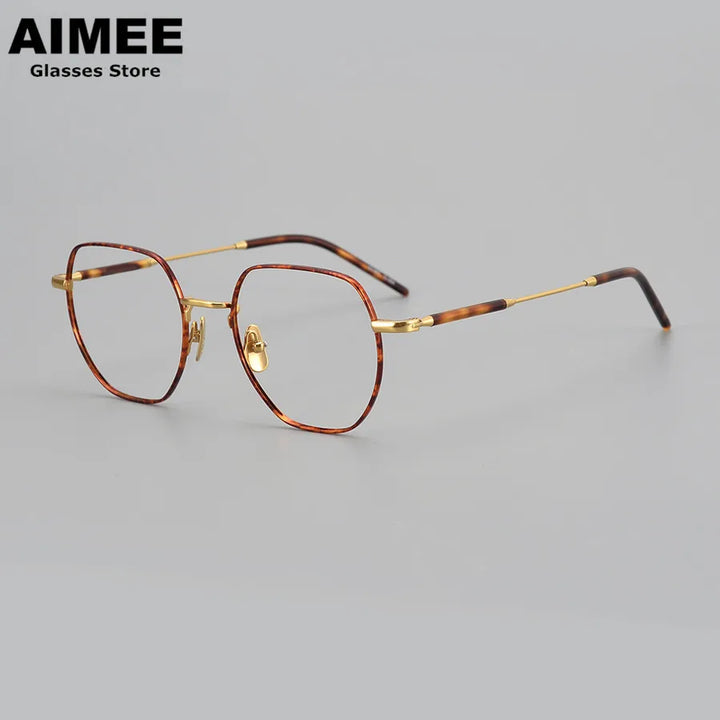 Aimee Unisex Full Rim Flat Top Polygon Oval Titanium Eyeglasses 236649