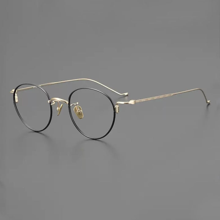Gatenac Unisex Full Rim Round Titanium Eyeglasses Gxyj1051 Full Rim Gatenac