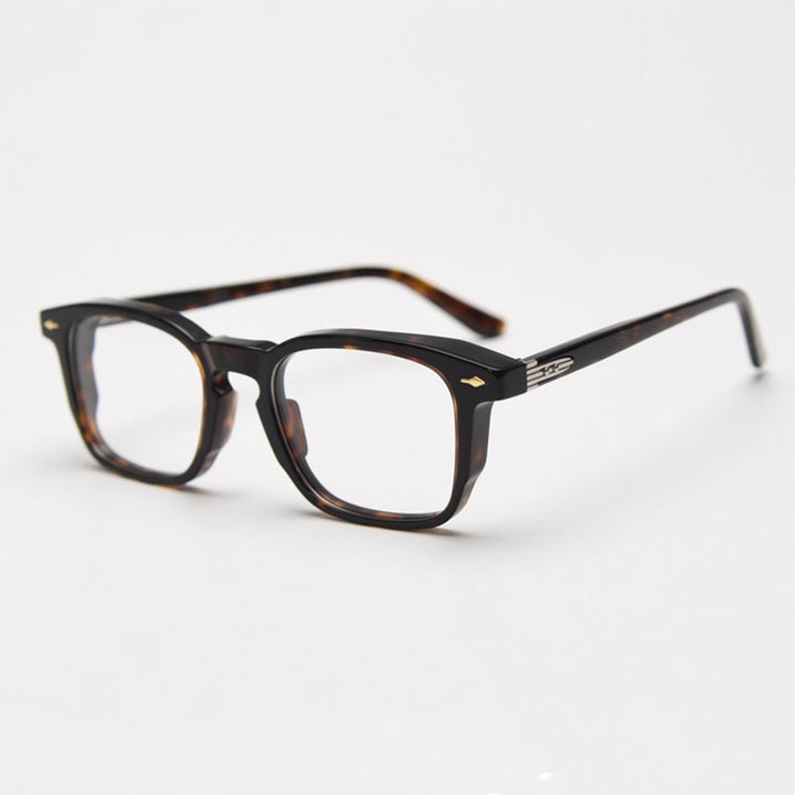 CCspace Unisex Full Rim Square Acetate Eyeglasses 56835 Full Rim CCspace C3Leopard