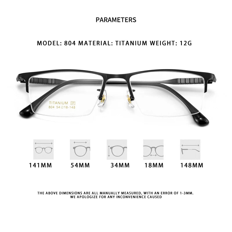 Hdcrafter Unisex Semi Rim Square Brow Line Titanium Eyeglasses 80411