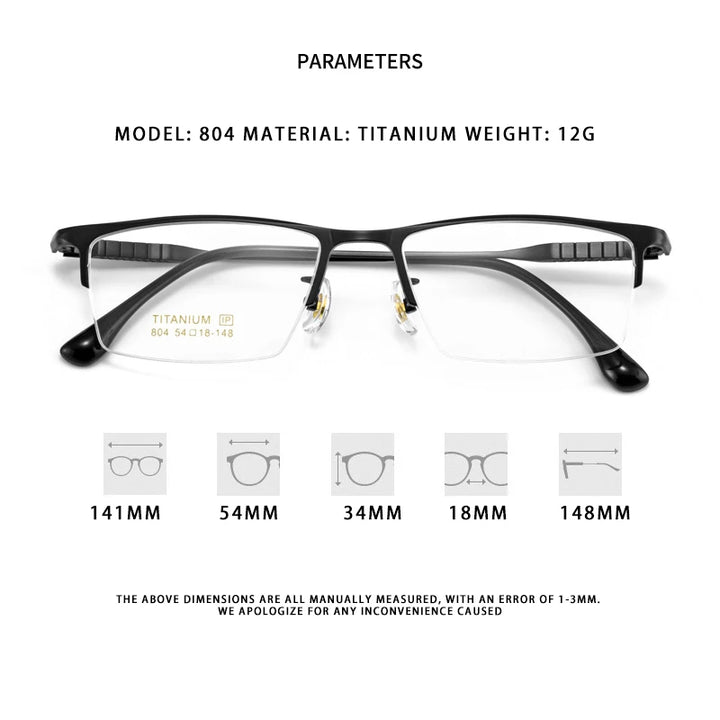Hdcrafter Unisex Semi Rim Square Brow Line Titanium Eyeglasses 80411