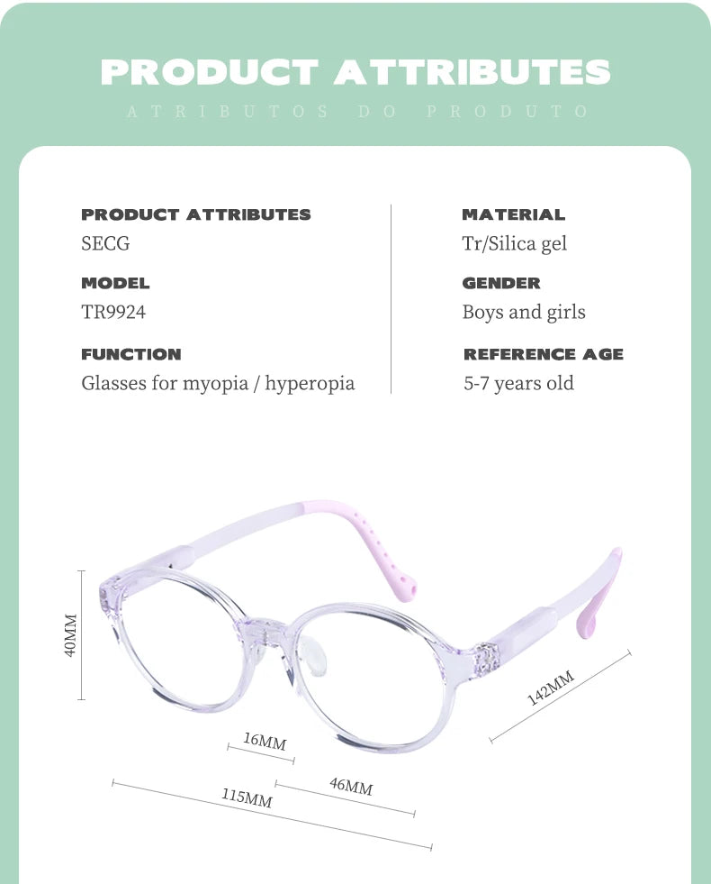 Secg Unisex Children's Full Rim Round Tr 90 Silica Eyeglasses 9924 Full Rim Secg