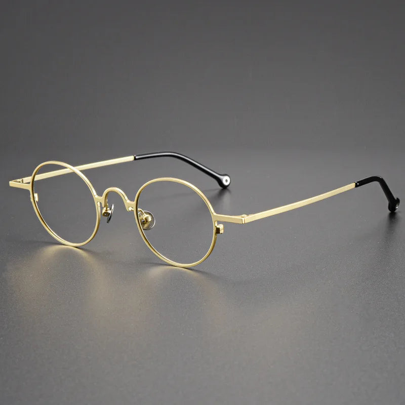 Kocolior Unisex Full Rim Small Round Titanium Hyperopic Reading Glasses K080 Reading Glasses Kocolior Gold 0