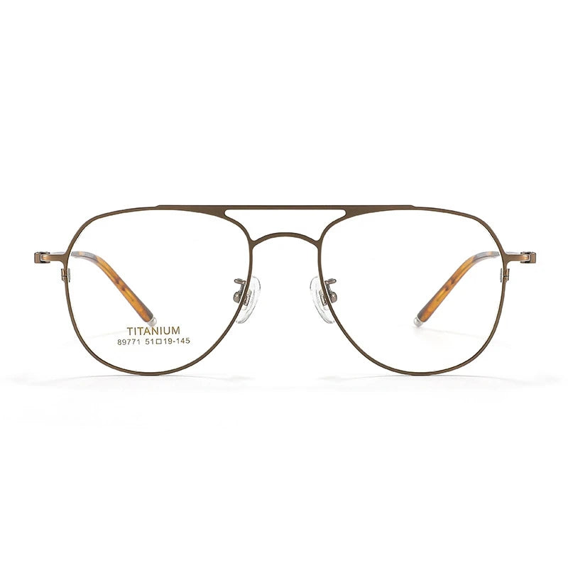 Yimaruili Unisex Full Rim Oval Double Bridge Titanium Eyeglasses 89771
