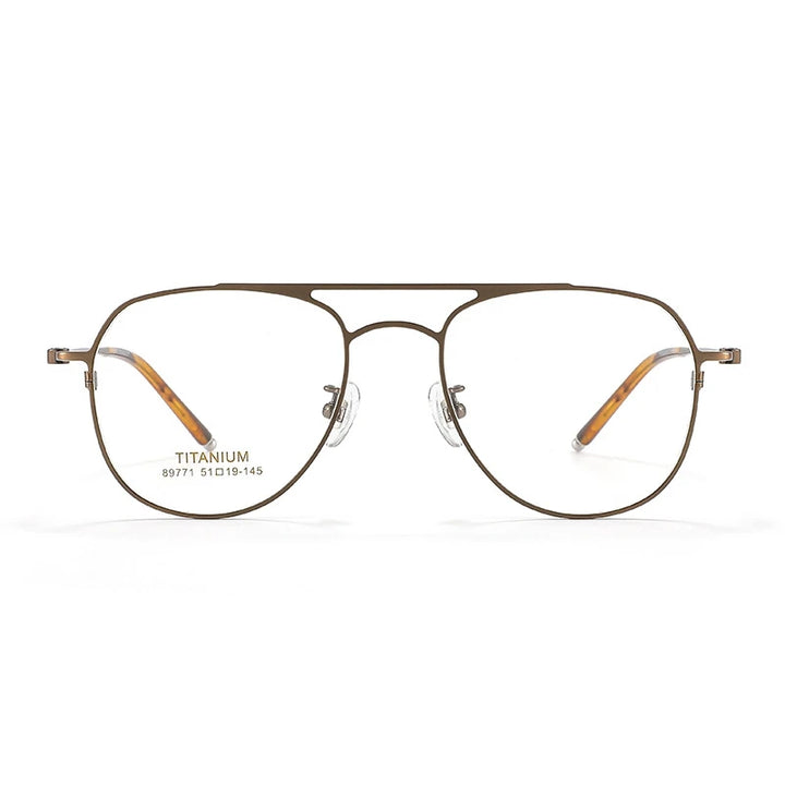 Yimaruili Unisex Full Rim Oval Double Bridge Titanium Eyeglasses 89771