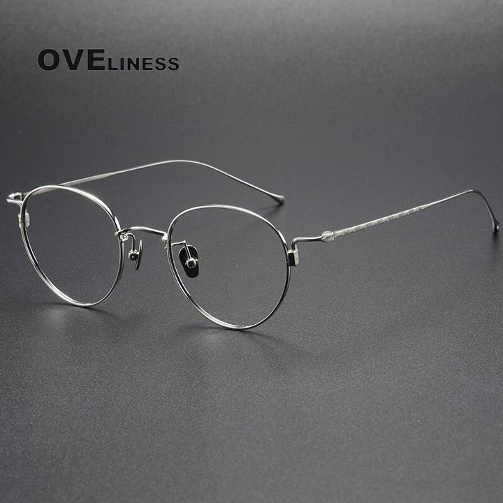 Oveliness Unisex Full Rim Round Titanium Eyeglasses 164 Full Rim Oveliness silver