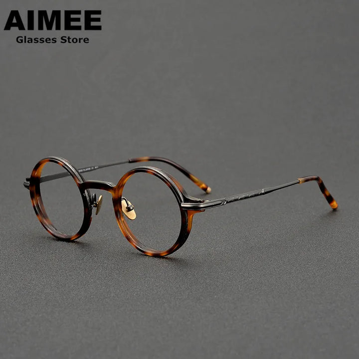 Aimee Women's Full Rim Round Acetate Titanium Eyeglasses 48136