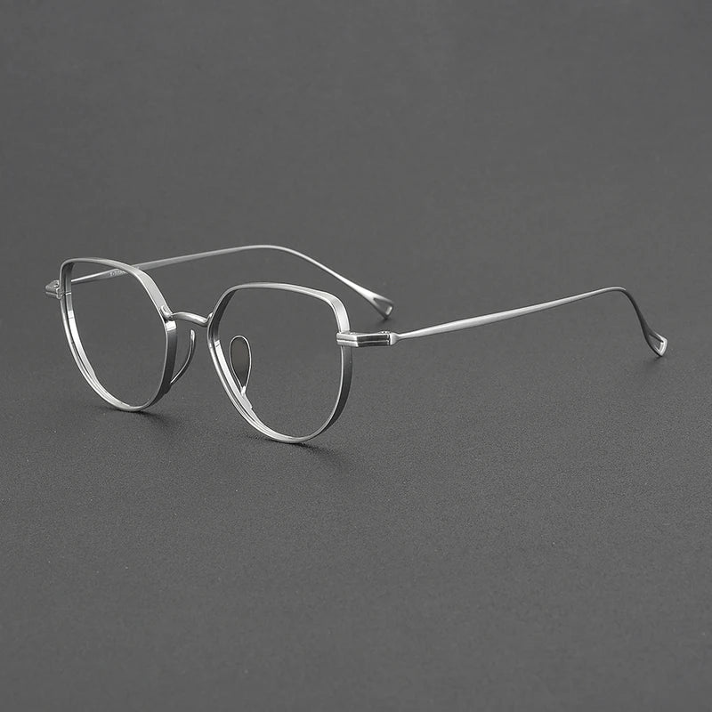 Muzz Unisex Full Rim Flat Top Round Titanium Eyeglasses 73002