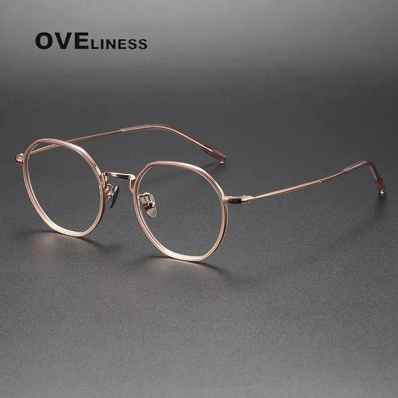 Oveliness Women's Full Rim Flat Top Oval Acetate Titanium Eyeglasses 48514