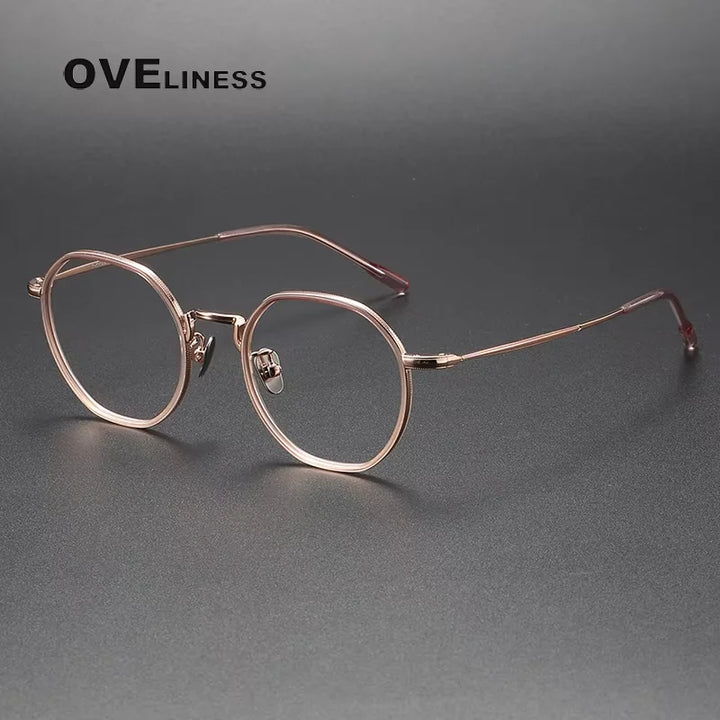 Oveliness Women's Full Rim Flat Top Oval Acetate Titanium Eyeglasses 48514