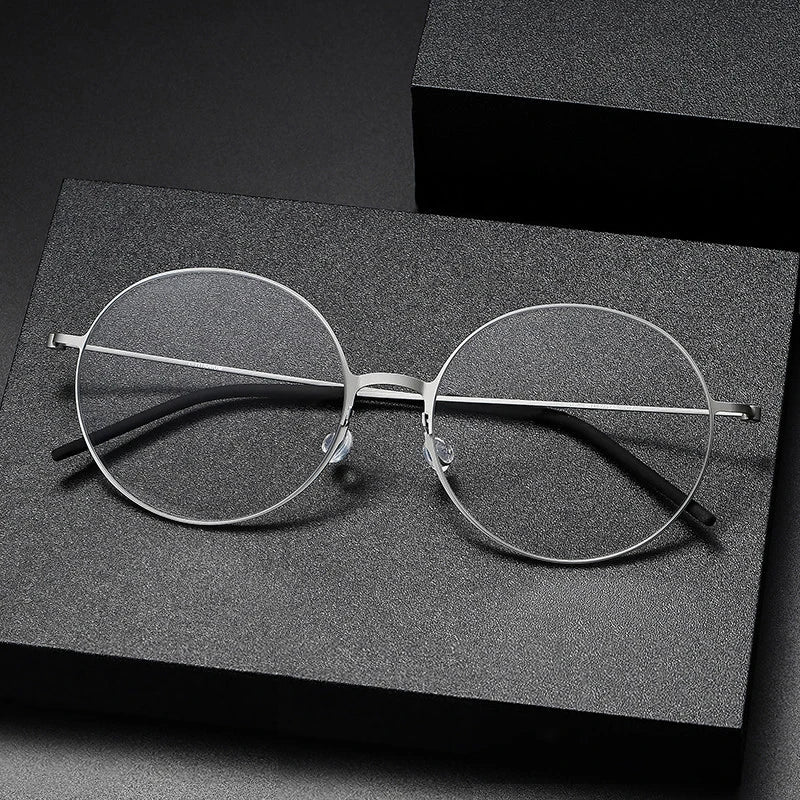 Black Mask Unisex Full Rim Round Screwless Titanium Eyeglasses 5516 Full Rim Black Mask