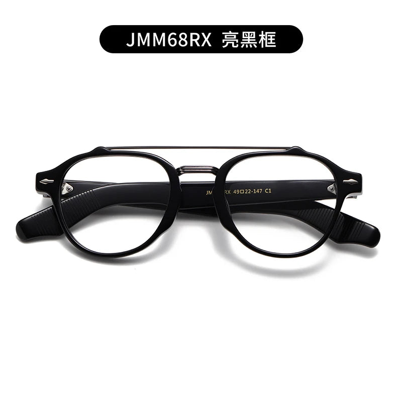 Nobler Unisex Full Rim Round Double Bridge Titanium Acetate Eyeglasses J068 Full Rim Nobler C1