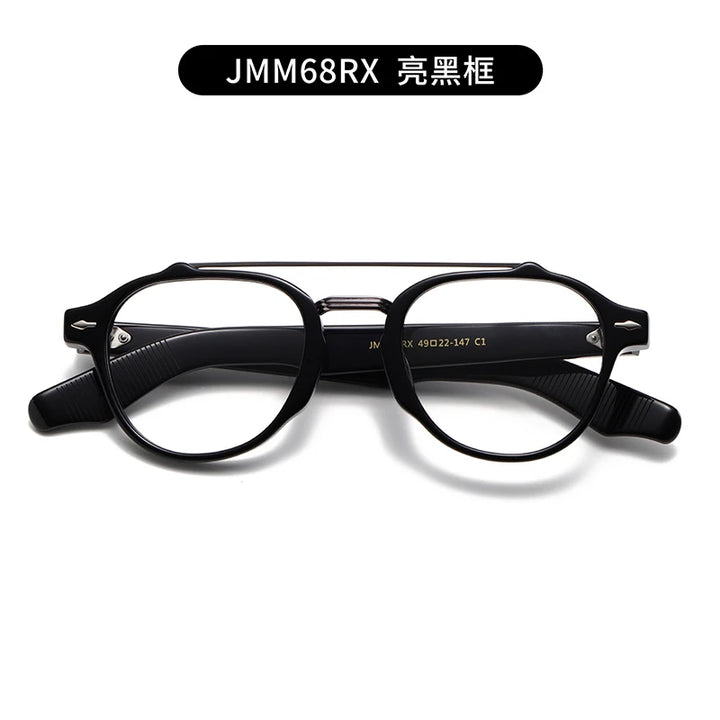 Nobler Unisex Full Rim Round Double Bridge Titanium Acetate Eyeglasses J068 Full Rim Nobler C1