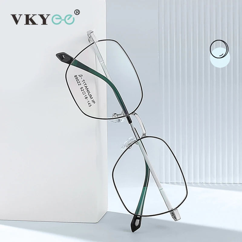 Vicky Unisex Semi Rim Polygon Titanium Alloy Reading Glasses V89022 Reading Glasses Vicky