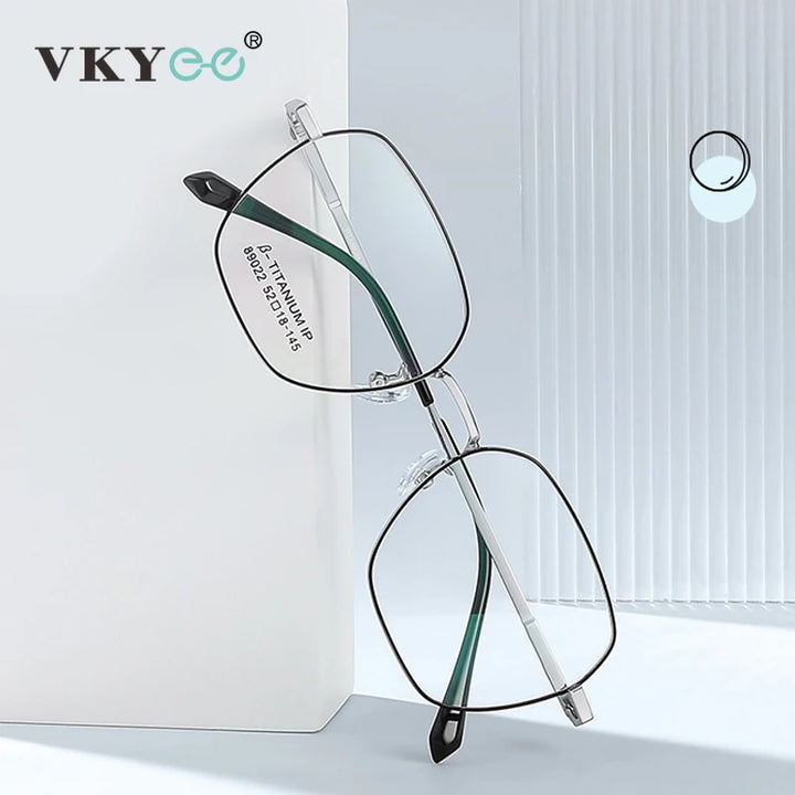 Vicky Unisex Semi Rim Polygon Titanium Alloy Reading Glasses V89022 Reading Glasses Vicky