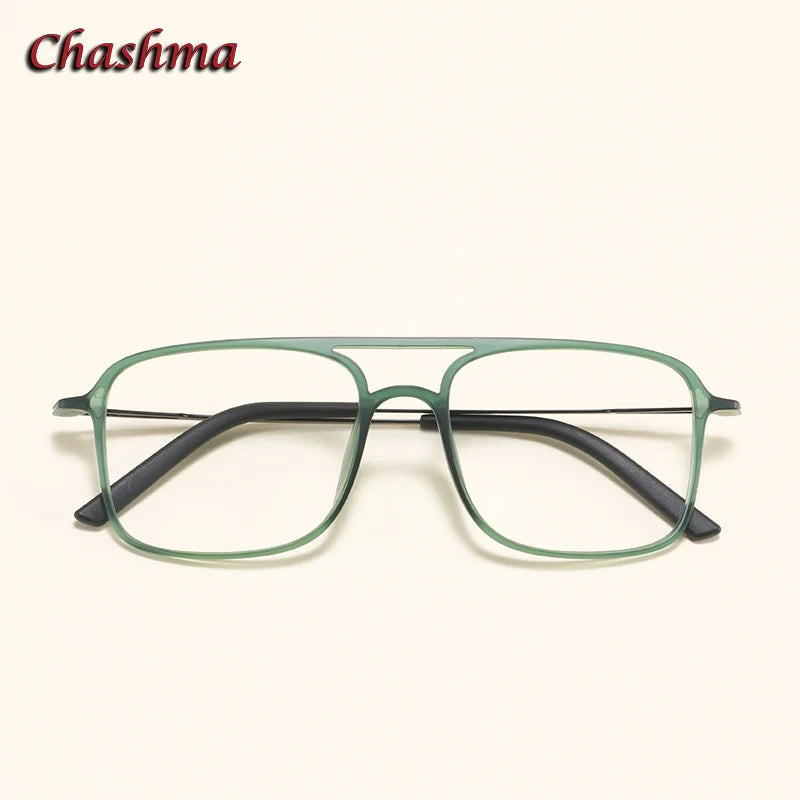 Chashma Ochki Women's Full Rim Square Double Bridge Ultem Titanium Eyeglasses 3121