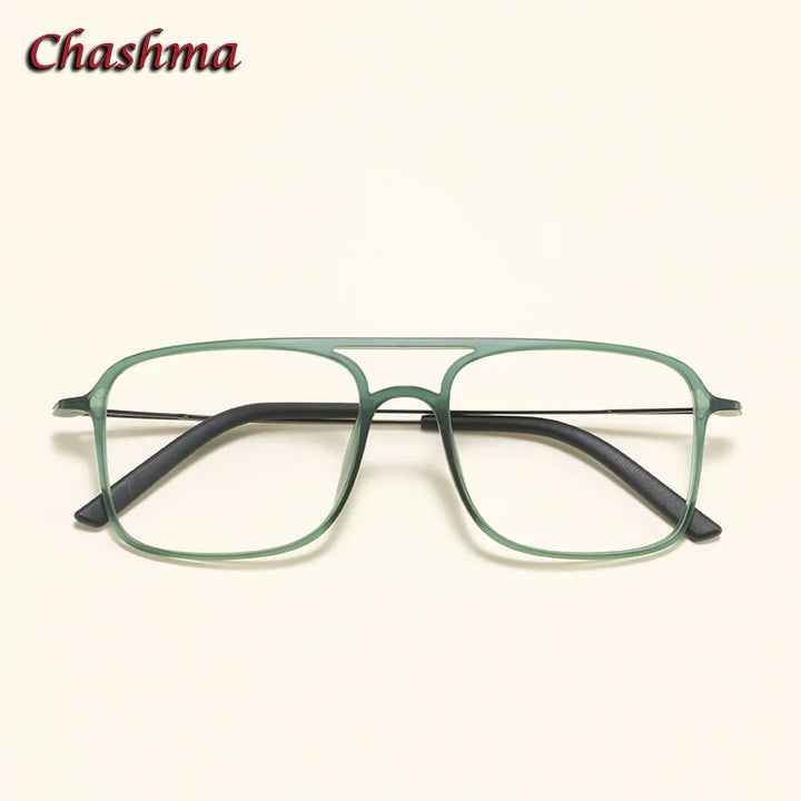 Chashma Ochki Women's Full Rim Square Double Bridge Ultem Titanium Eyeglasses 3121