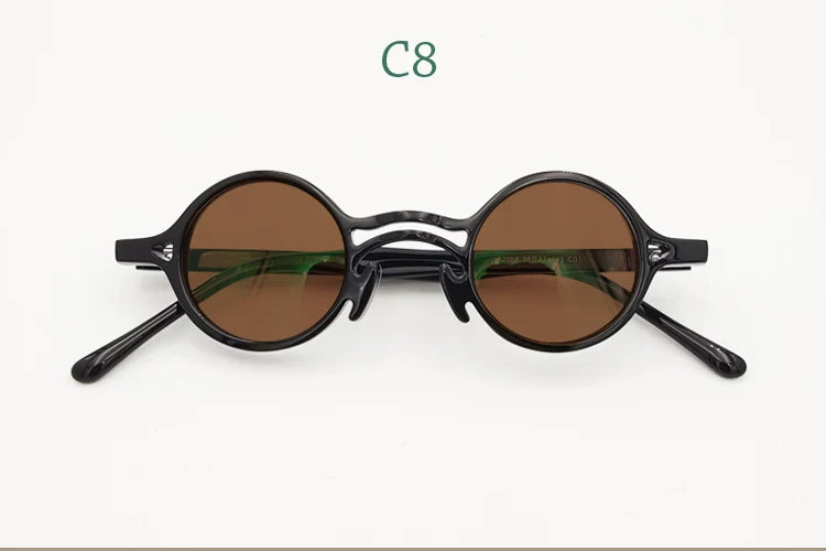 Yujo Men's Full Rim Round Double Bridge Acetate Polarized Sunglasses 2058s Sunglasses Yujo C8 CHINA