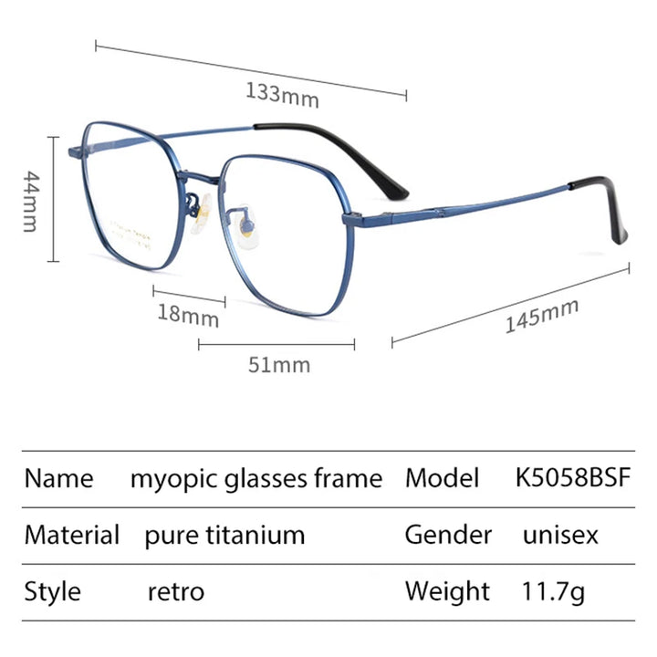 Handoer Women's Full Rim Polygon Square Titanium Eyeglasses 50589