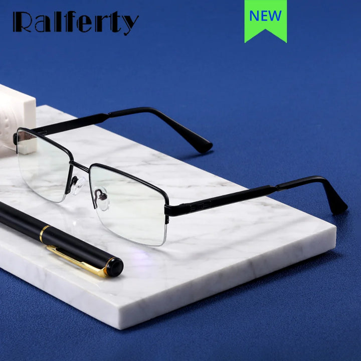 Ralferty Men's Semi Rim Square Alloy Eyeglasses L913 Semi Rim Ralferty