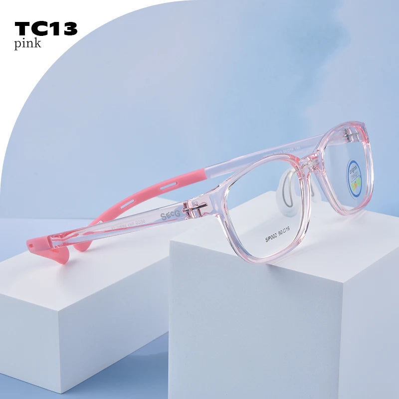 Secg Unisex Children's Full Rim Square Tr 90 Silicone Eyeglasses 19162 Full Rim Secg TC13