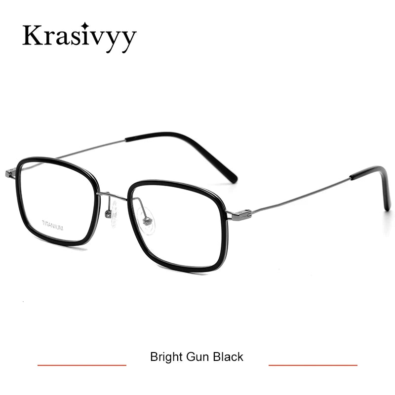 Krasivyy Unisex Full Rim Square Acetate Titanium Eyeglasses 16046