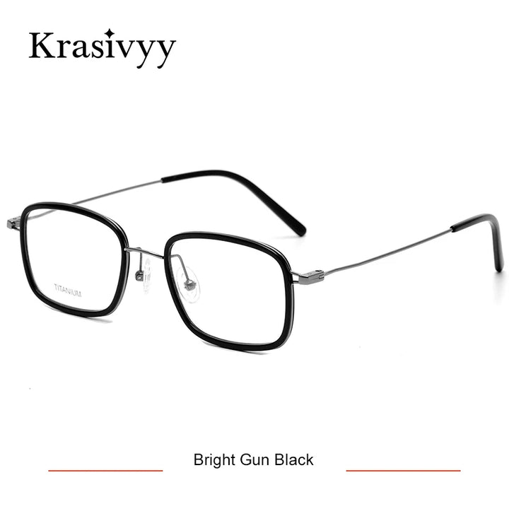 Krasivyy Unisex Full Rim Square Acetate Titanium Eyeglasses 16046