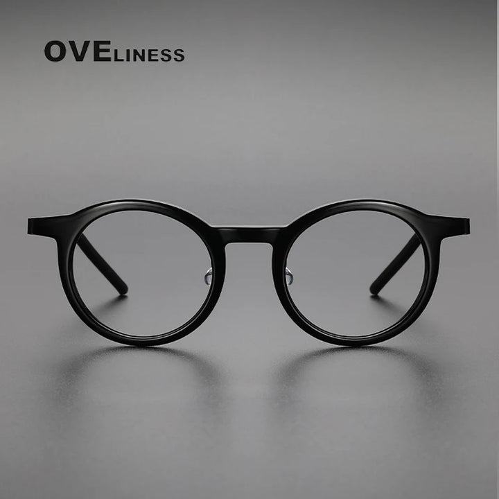 Oveliness Unisex Full Rim Round Acetate Titanium Eyeglasses 1846 Full Rim Oveliness