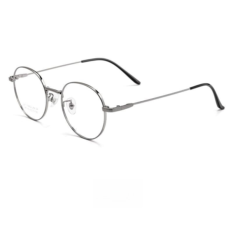 Yimaruili Unisex Full Rim Round Titanium Alloy Eyeglasses Bt038t Full Rim Yimaruili Eyeglasses Gun