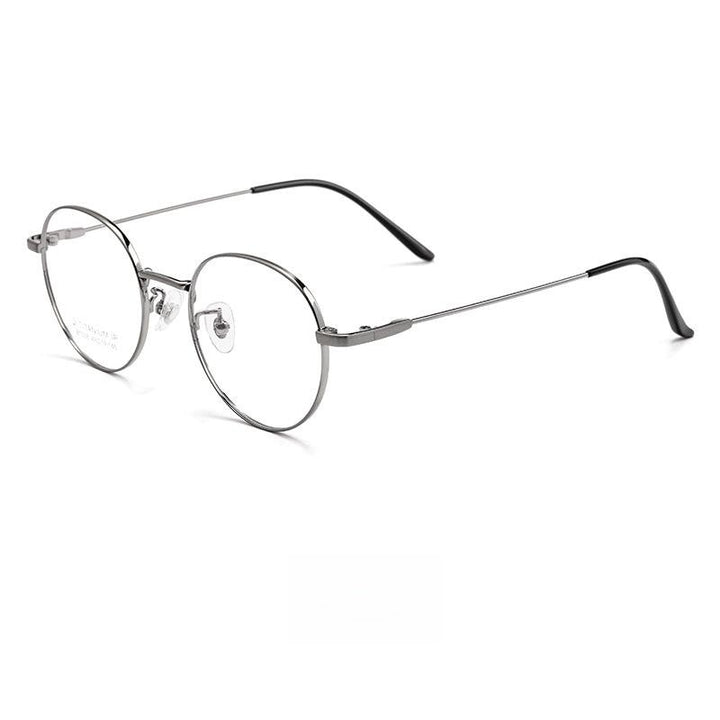 Yimaruili Unisex Full Rim Round Titanium Alloy Eyeglasses Bt038t Full Rim Yimaruili Eyeglasses Gun  