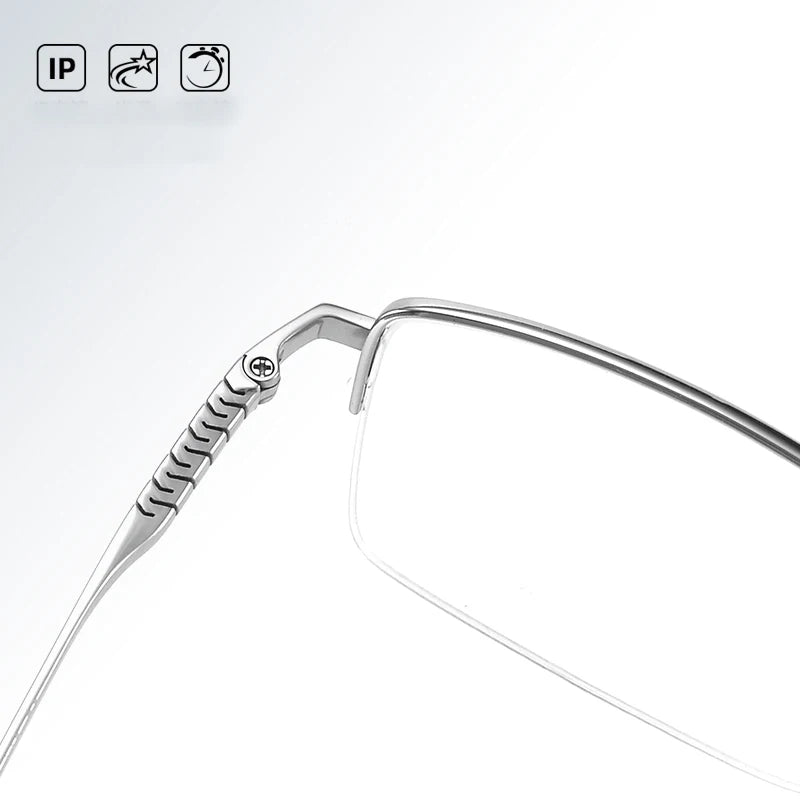 Bclear Unisex Semi Rim Square Small Titanium Eyeglasses 86697 Semi Rim Bclear