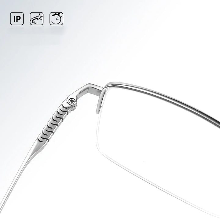 Bclear Unisex Semi Rim Square Small Titanium Eyeglasses 86697 Semi Rim Bclear