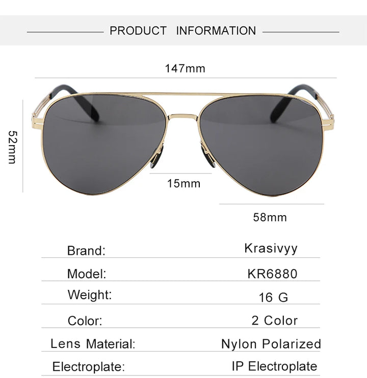 Krasivyy Unisex Full Rim Oval Screwless Nylon Alloy Sunglasses 6880 Sunglasses Krasivyy