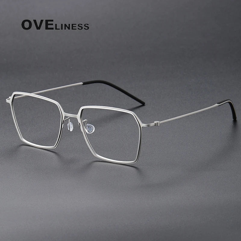 Oveliness Unisex Full RIm Polygon Screwless Titanium Eyeglasses 5514 Full Rim Oveliness silver