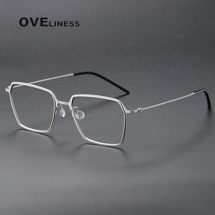 Oveliness Unisex Full RIm Polygon Screwless Titanium Eyeglasses 5514 Full Rim Oveliness silver