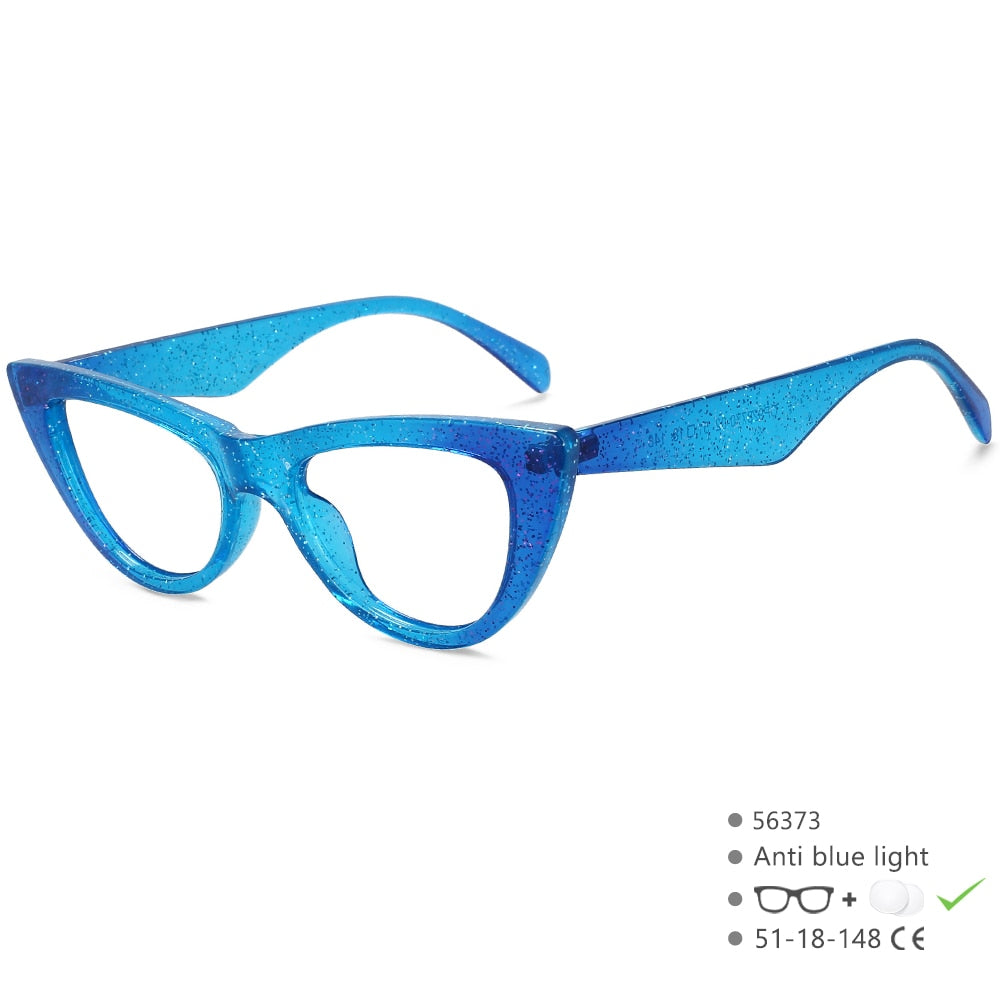 CCspace Women's Full Rim Cat Eye Acetate Eyeglasses 56373 Full Rim CCspace China Blue