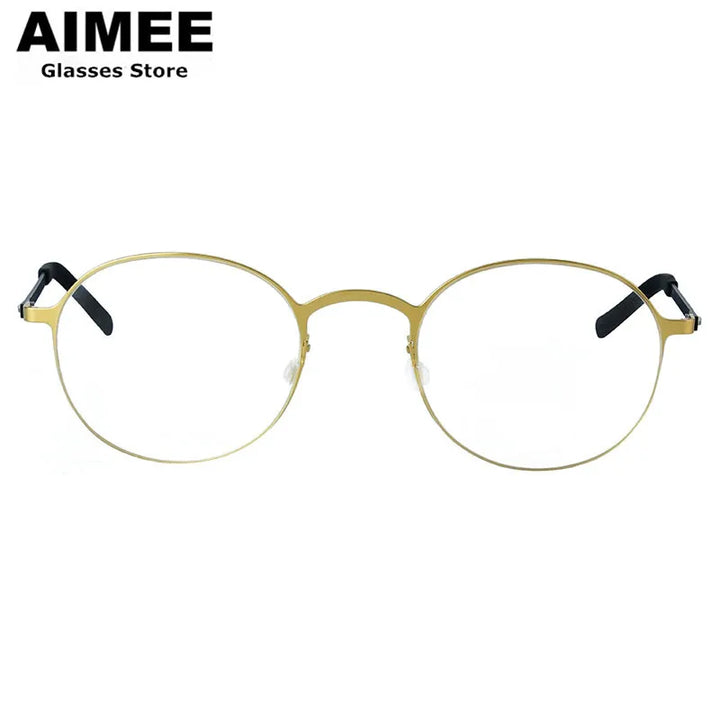 Aimee Women's Full Rim Round Screwless Titanium Eyeglasses 18808