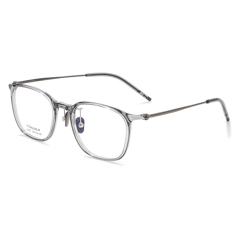 Yimaruili Unisex Full Rim Square Tr 90 Titanium Eyeglasses L9107 Full Rim Yimaruili Eyeglasses Gray C2