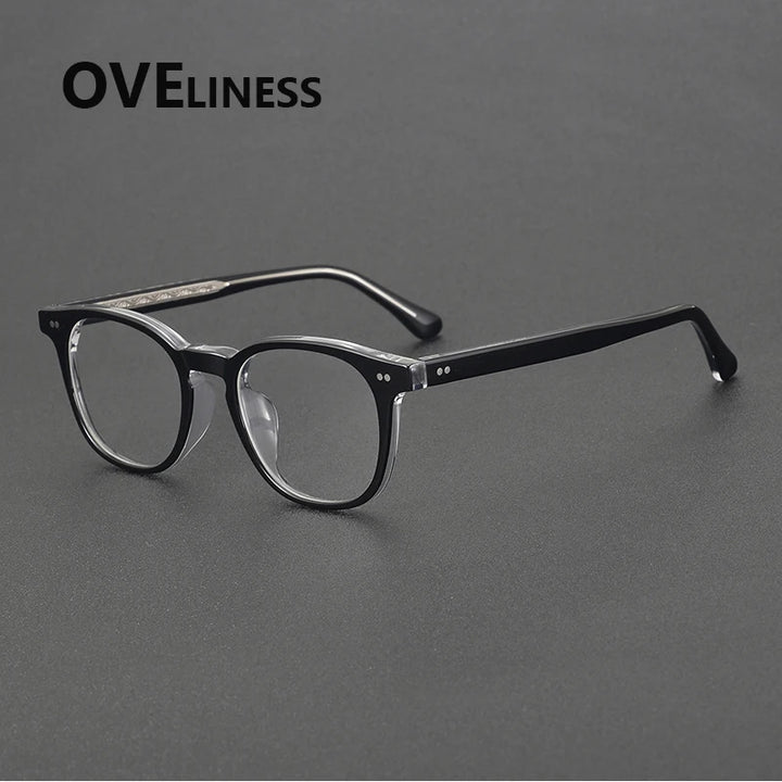 Oveliness Unisex Full Rim Oval Square Acetate Eyeglasses 78096 Full Rim Oveliness black clear