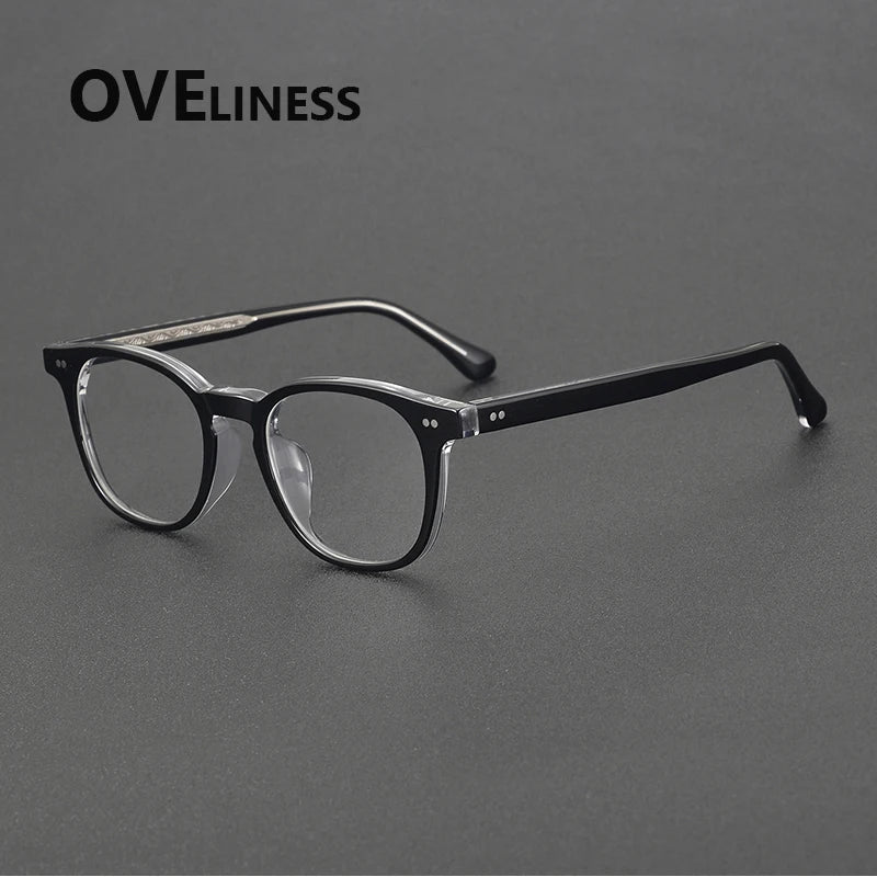 Oveliness Unisex Full Rim Oval Square Acetate Eyeglasses 78096 Full Rim Oveliness black clear